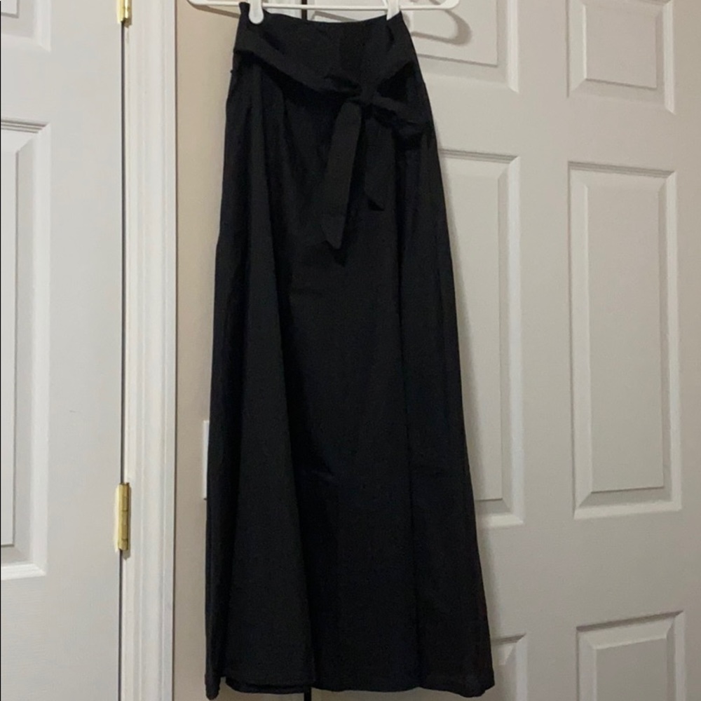 Black belted maxi skirt